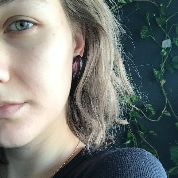 Vintage Shimmery Acrylic 1980s Stud Earrings - Picture 6 of 6